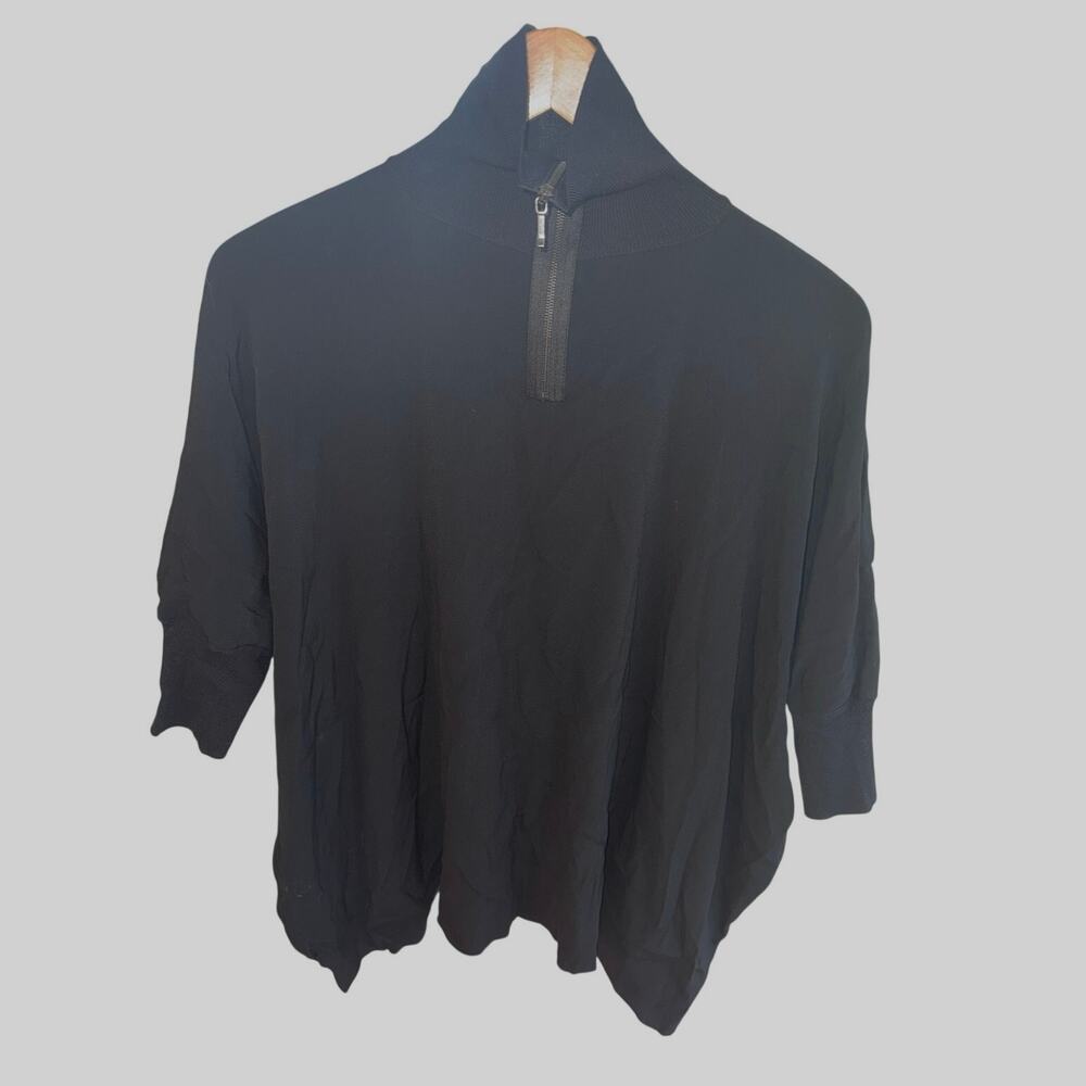 Women’s Vince. Black Mock Neck Zip Front Quarter Sleeve Tunic Size XS